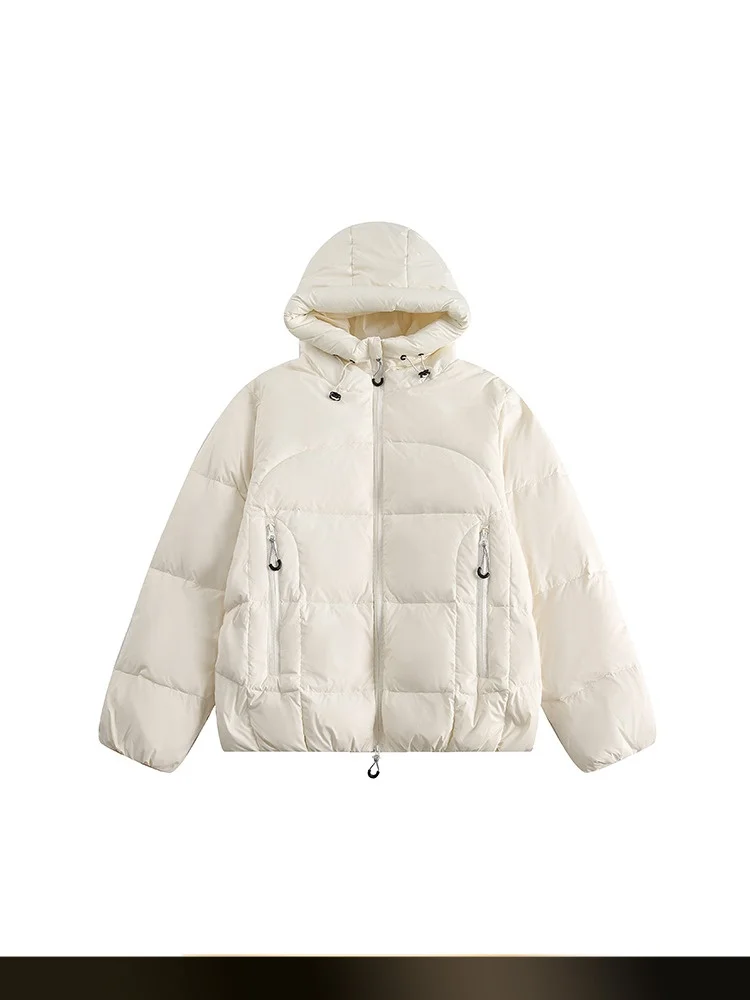 

Ретро-куртка в японском стиле с капюшоном, 90% пух, повседневная мужская зимняя куртка, однотонная, для пар, свободный крой