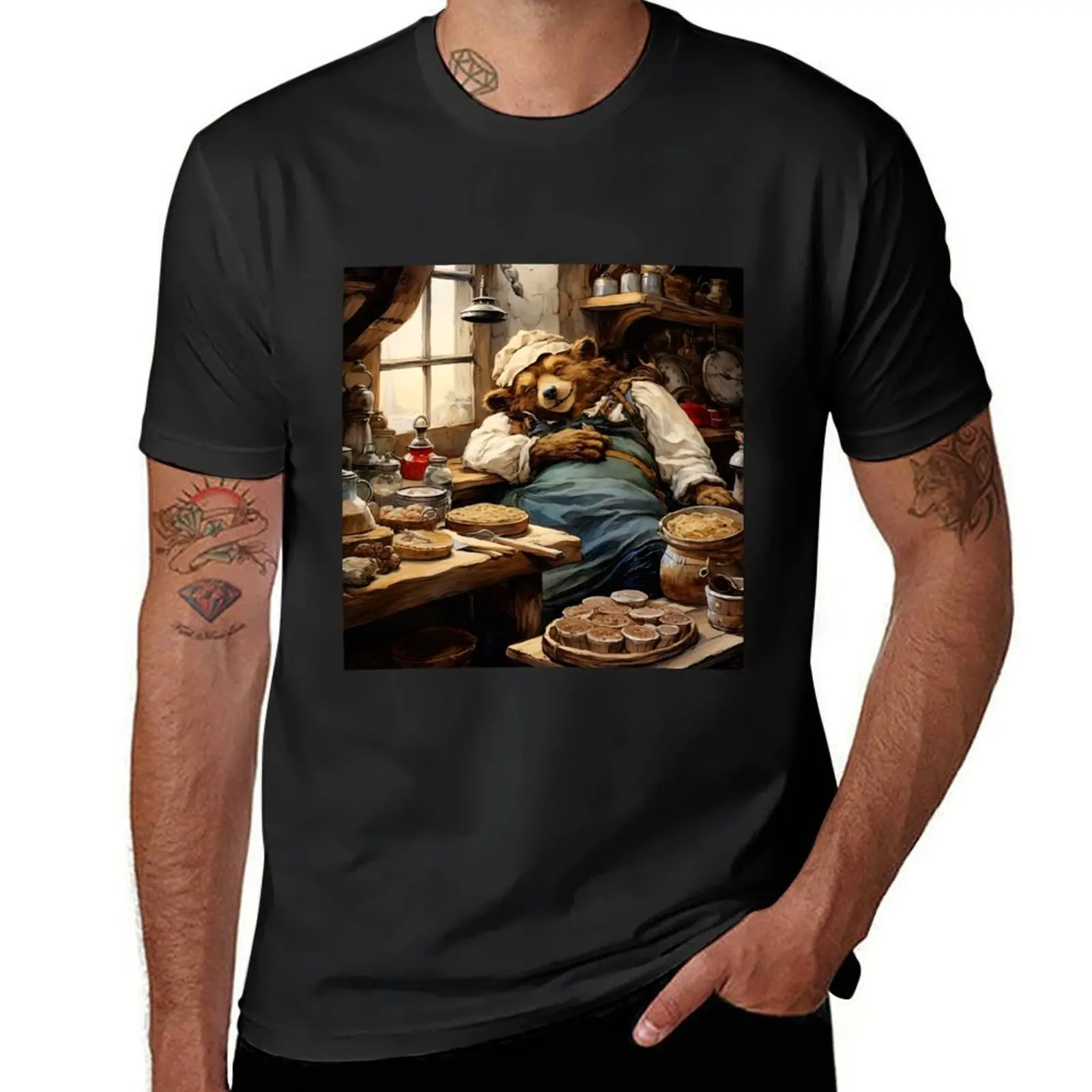 Bear Sleeping In The Kitchen T-Shirt korean fashion customs cute tops mens t shirt