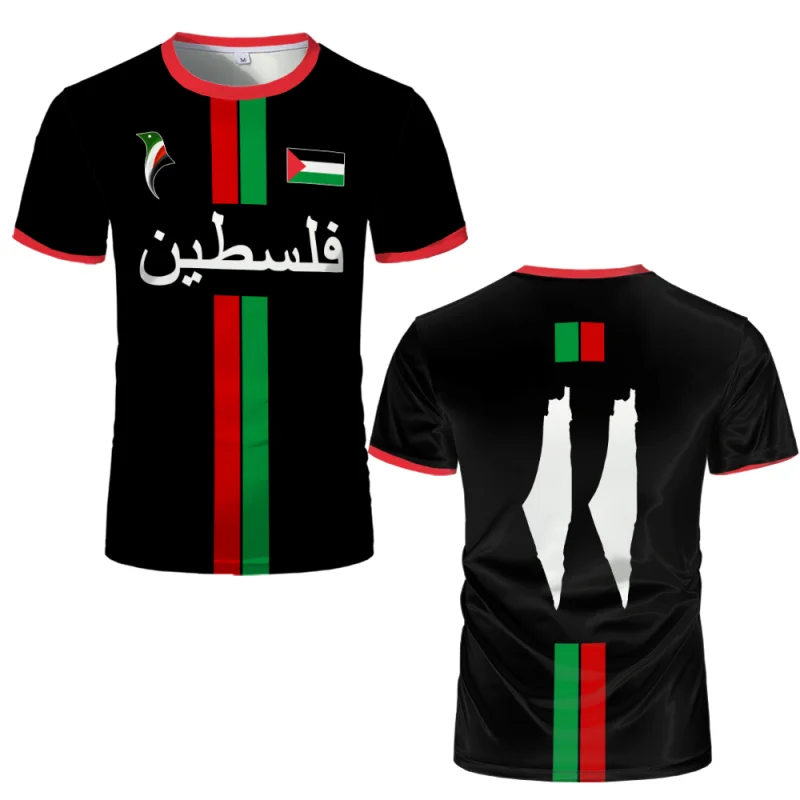

Palestine Flag Map 3D Printing T Shirt For Men Freedom Tees Summer O-Neck Short Sleeve Tops Casual Streetwear Loose T-shirt