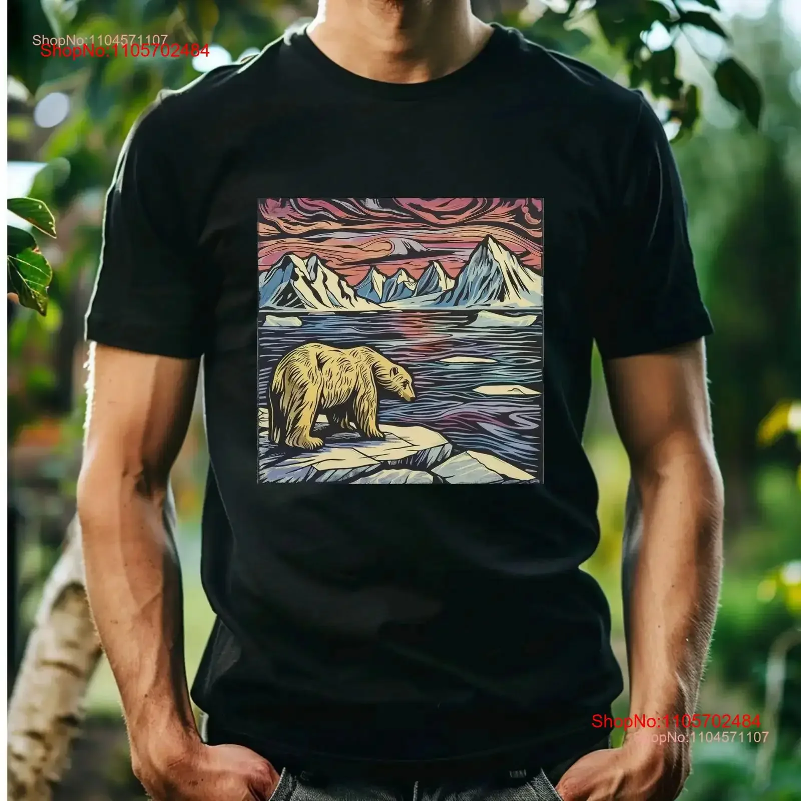 Polar Bear on Glacier T Shirt Creative Animal Art Artistic Apparel Idea vintage Washed streetwear Top For Everyday Wear Unisex