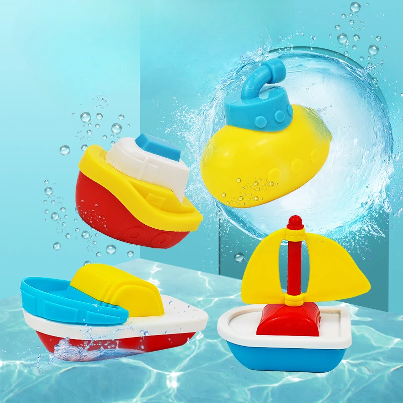 Juego de juguetes de agua para niños pequeños, bote de baño de verano, Juguetes Divertidos de agua para bebés de 0 a 3 años, 4 piezas por juego