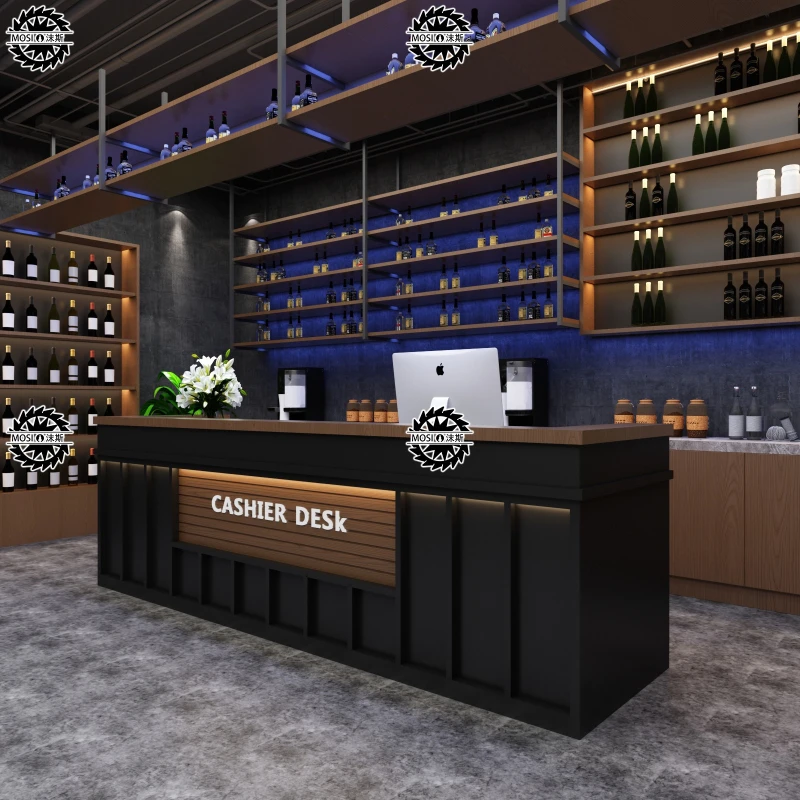 Trendy Fashionable Checkout Counters Commercial Retro Industrial Style Reception Checkout Counter Front Desk Furniture JT40C