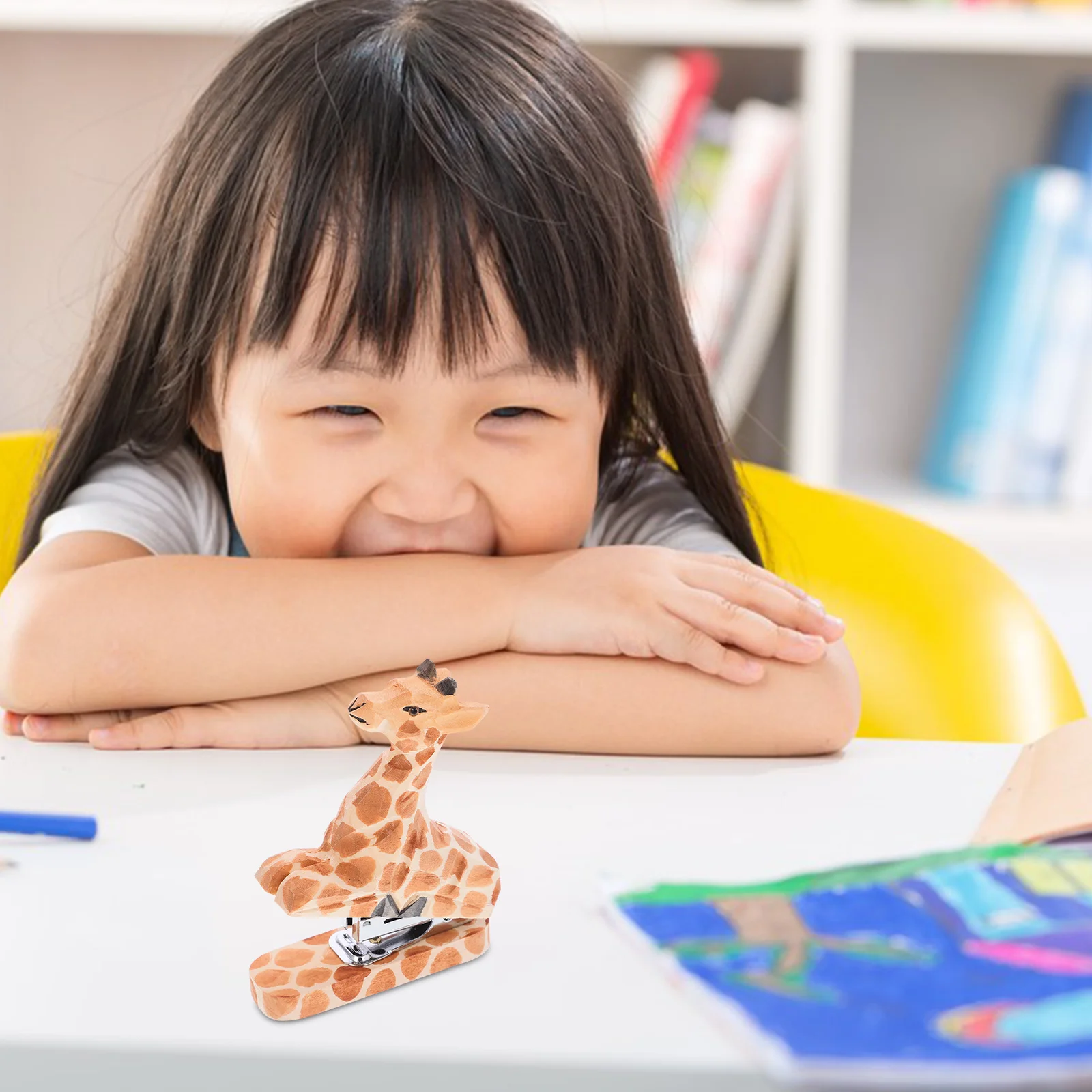 Cartoon Animal Stapler Wooden Iron Material Desktop Decorative Office Paper Stapling Tool Cute Animal Shape For