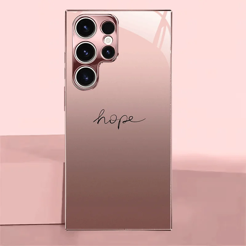 High-end pink fashion s26 ultra case s25 Glass phone case for Samsung Galaxy S26 25 24 23 22 21 FE Ultra Plus Drop Proof Case