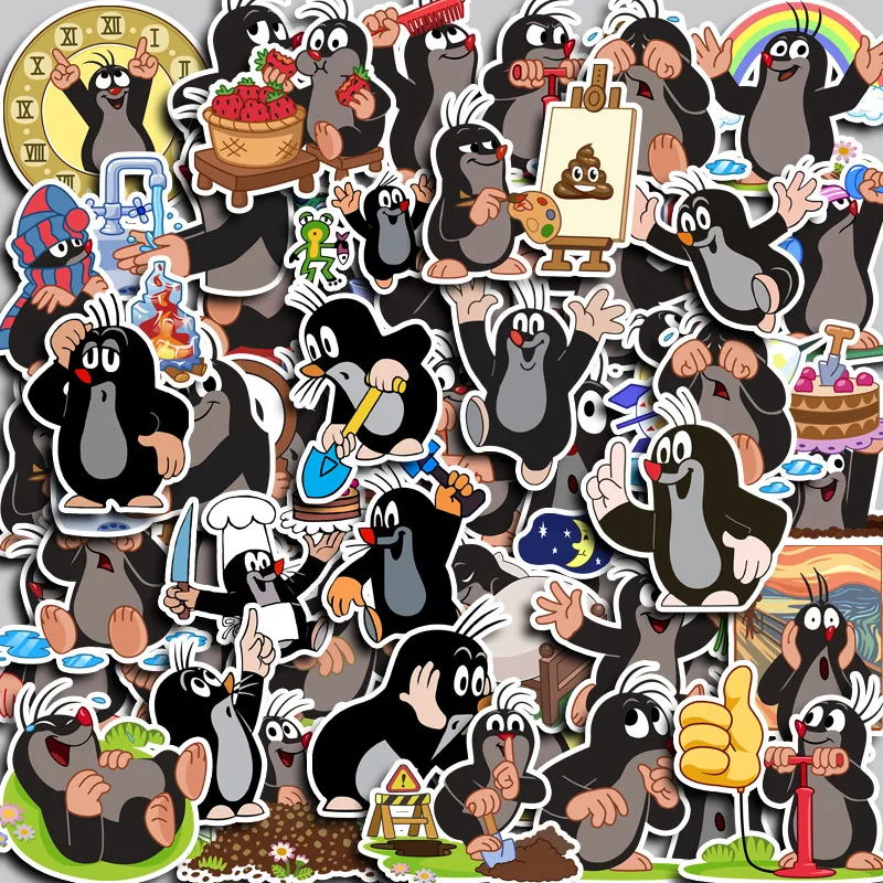40pcs/set New The Little Mole‌ Stickers Cartoon Pvc Toys Diy Decoration Waterproof Skateboard Luggage Phone Fridge Car Gifts
