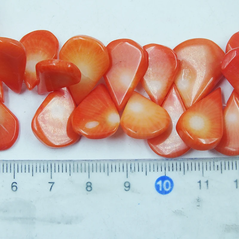 1 strand  10-12MM hand polished high-quality melon seed shaped natural orange coral loose beads. 15”