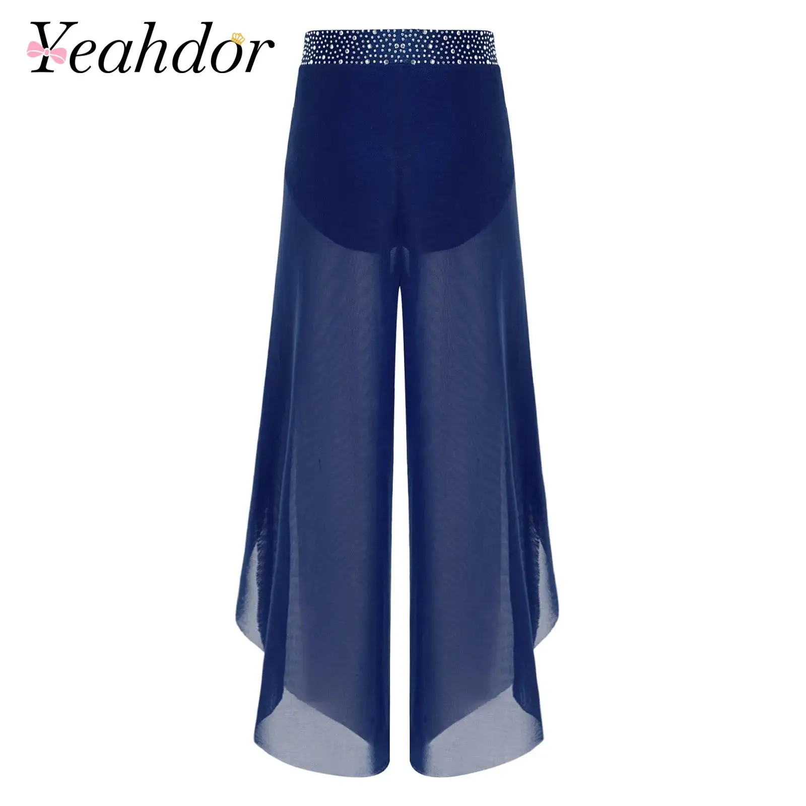 

Kids Girls Pants Modern Lyrical Dance Costume Children's Trousers Side Split Mesh Pants Dancewear Stage Performance Dancewear