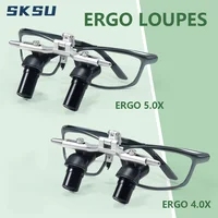 Lupas dentales ópticas Ergo 48 °   Lupas abatibles 4X 5X para cirugía bucal Alternativa cómoda para doblar y bajar la cabeza