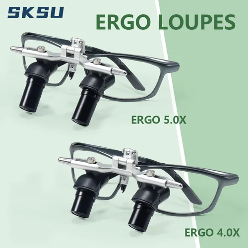 Imagen 1 del producto Lupas dentales ópticas Ergo 48 °   Lupas abatibles 4X 5X para cirugía bucal Alternativa cómoda para doblar y bajar la cabeza