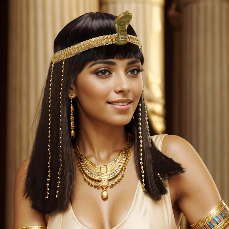 Fashion Egyptian Queen Synthetic Wig Short Straight Heat Resistant for Women Halloween Cosplay Party Wig