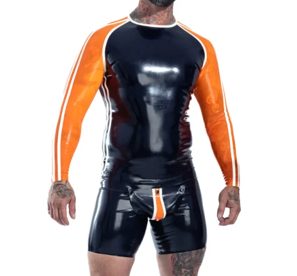 Latex Natural Rubber Gummi Catsuit Cosplay Bodysuit Sport Jumpsuit with Codpiece 0.4mm S-XXL