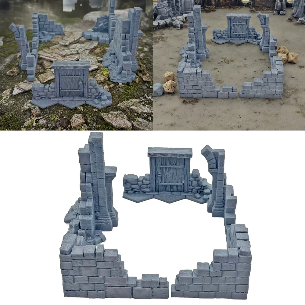 

1 комплект, готический церковный руин, набор руинов для DND Wargaming Terrain, пейзажное здание, неокрашенное миниатюрное здание