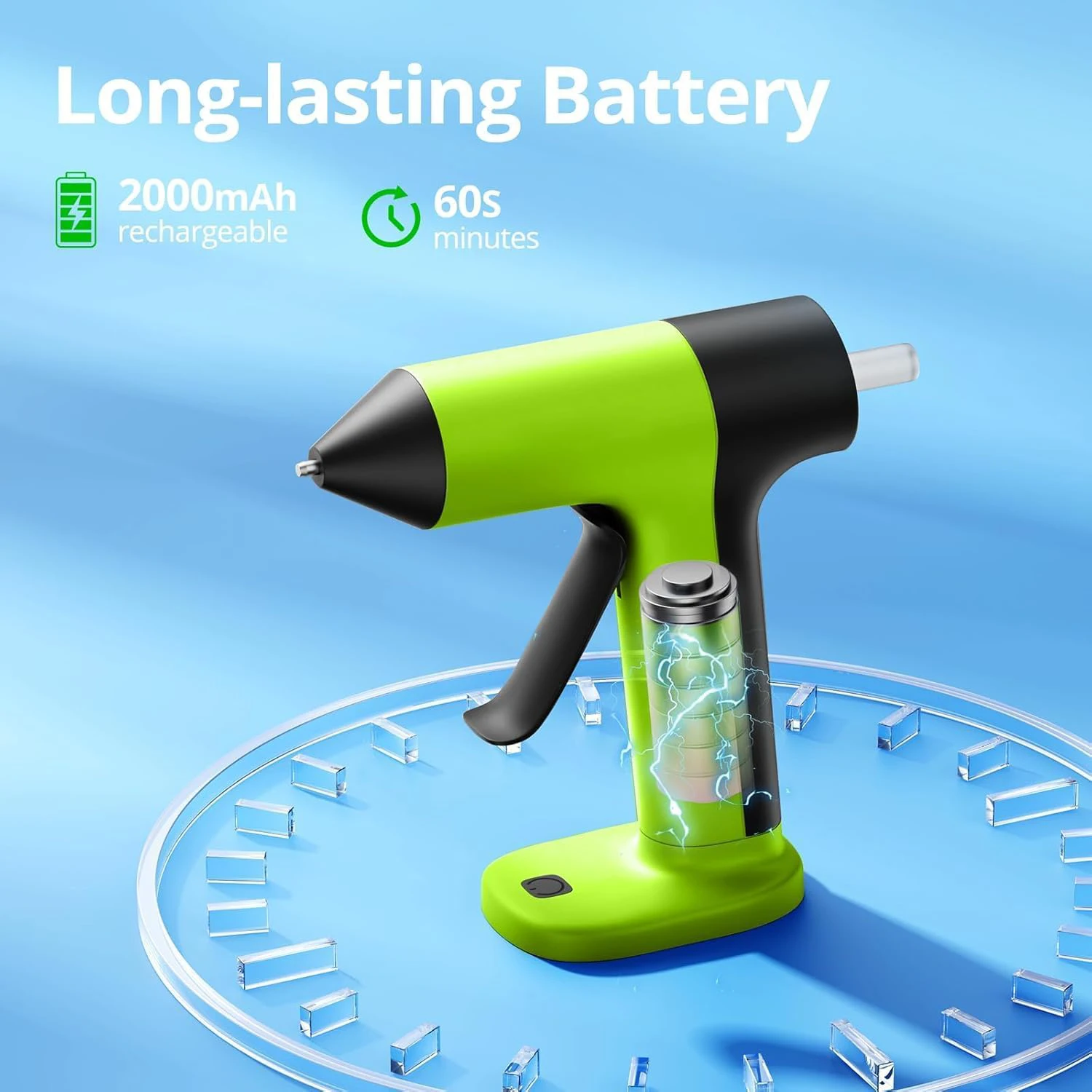 

Rechargeable Hot Glue Gun with 30 PCS Premium Mini Glue Gun Sticks Fast Preheating 2000mAh Long-Lasting Battery