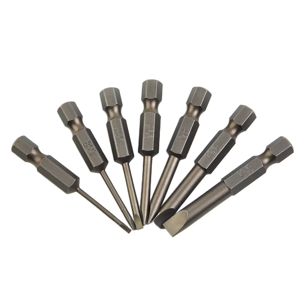 

Nutdrivers Screwdriver Bit Hand Tools Slotted Flat Head SL1.6 Screwdriver Bit 2.0 3.0 50mm 6.35mm Shank Household