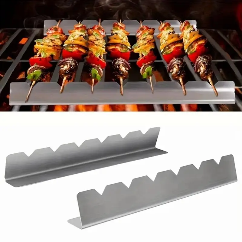 For Barbecue For Kitchen Patio Home Outdoor Camping BBQ Tools 2Pcs Kebab Rack Kebab Stands Skewer Holder Multi-Purpose