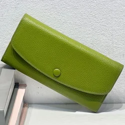 Casual Ladies Wallet Genuine Leather Woman Wallet Real Cow Leather Purse for Coins and Cards Long Solid Pattern Clutch Bag