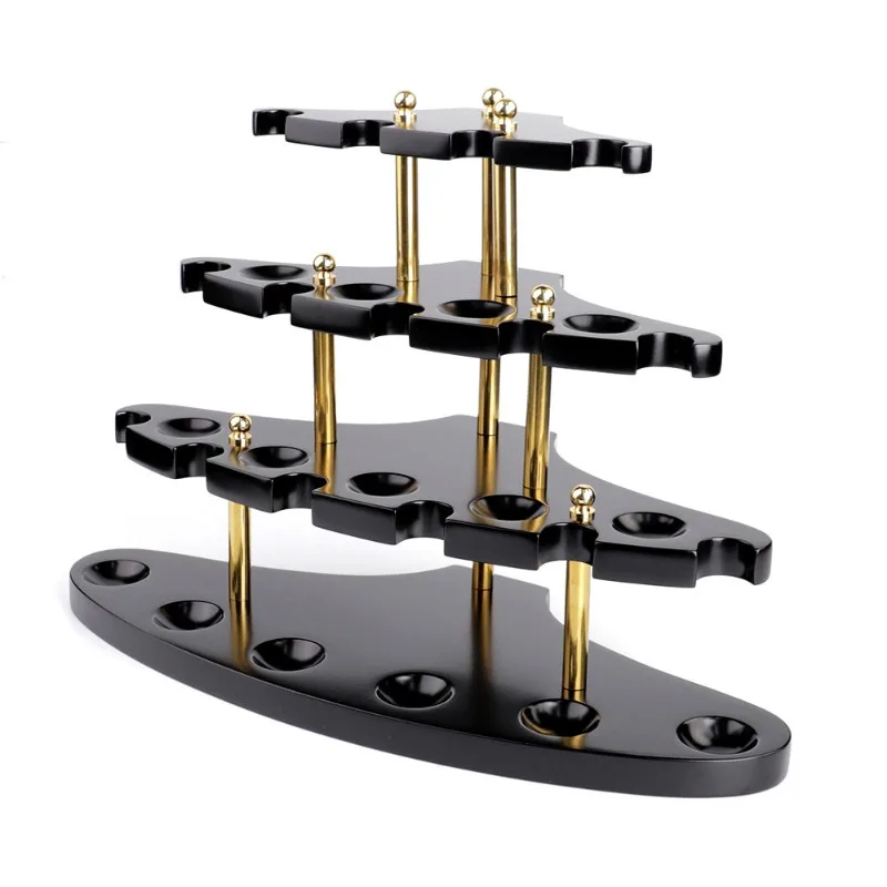 

Black Walnut Tobacco Pipes Rack Solid Wood Bucket Rack Pyramid Display Stand Fifteen Seaters