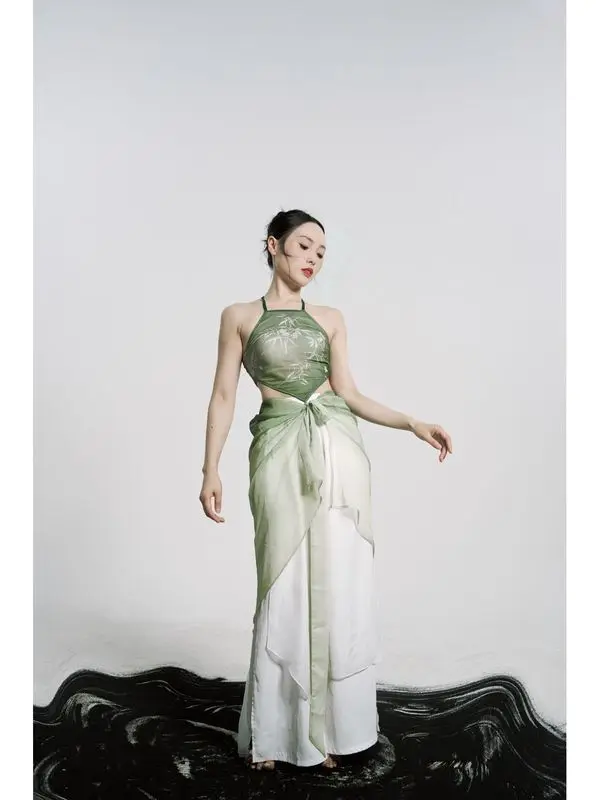 Stile corto, nuova bretella in stile cinese, danza classica, stile cinese, rete ad alta elasticità, elegante