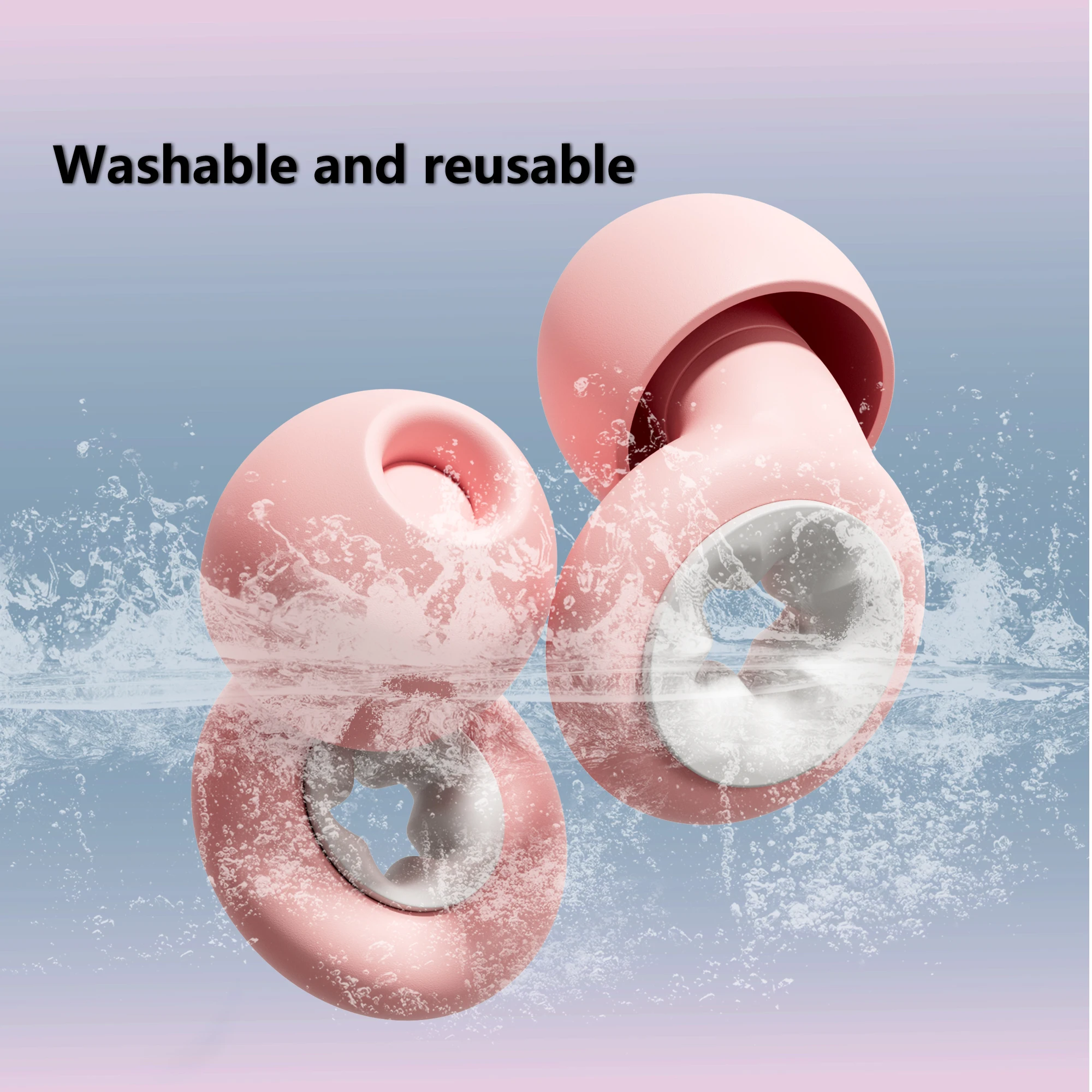 HUAK 1 zestaw silikonowych zatyczek do uszu wielokrotnego użytku + dodatkowe pokrycie, idealne do pływania, spania, nauki, koncertów, motocyklistów i nie tylko