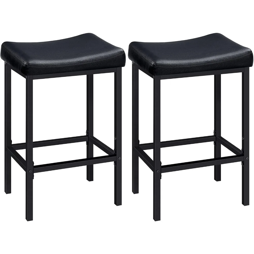 

Bar Stools, Set of 2 Bar Chairs, Counter Height Stools, Saddle Stools with Curved Surface, Kitchen Stools, 24.8 Inches, 2.4" Th