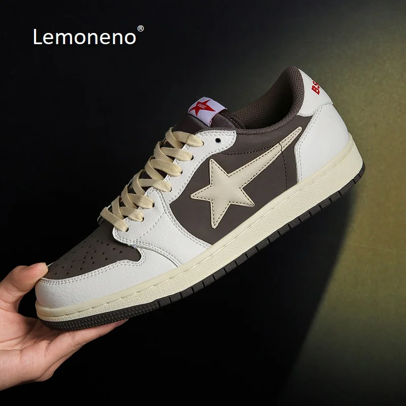 

Lemoneno Sneakers Casual Stars Shoes Red,Skateboard Shoes Lace Up Non-slip Comfort Footwear for Travel Walking Green Brown Blue