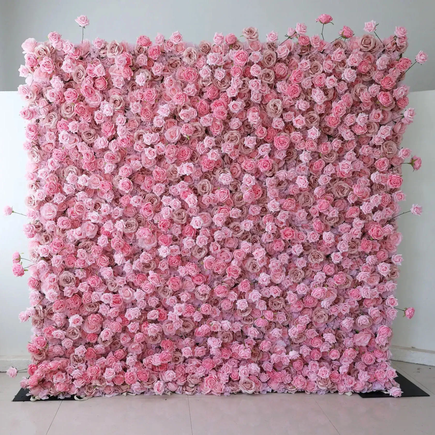 5D Romantic Pink Rose Gradient Cloth Curtain Flower Wall Wedding Backdrop Decor Fabric Milan Turf Plants Wall Party Prop