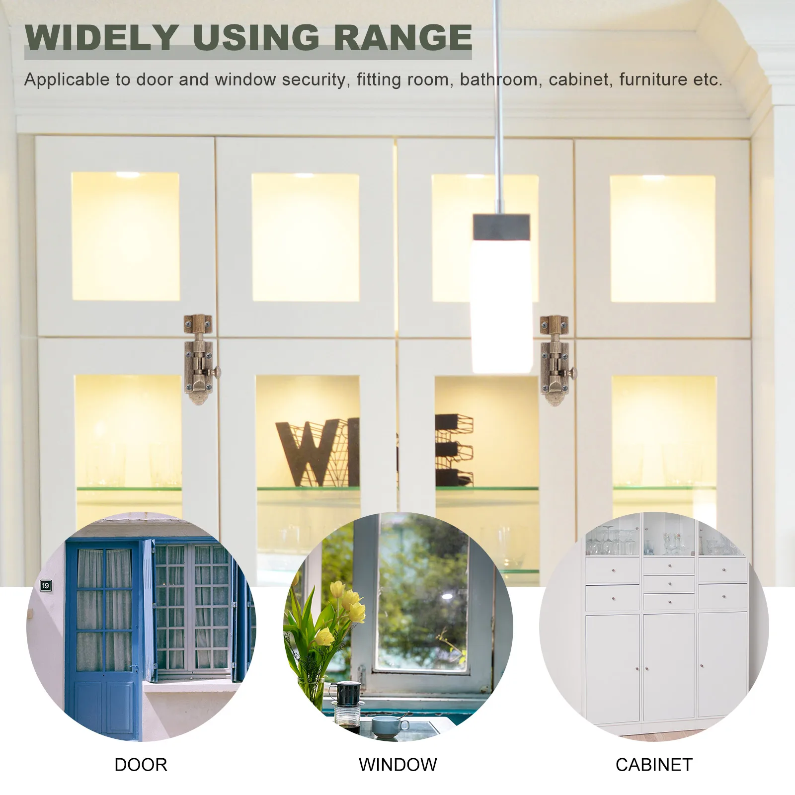 

1 set Copper Bolts Brass Sturdy Chinese Style Solid Wood Pin Magnetic Window Latch Lock Security Door Buckle Heavy Duty