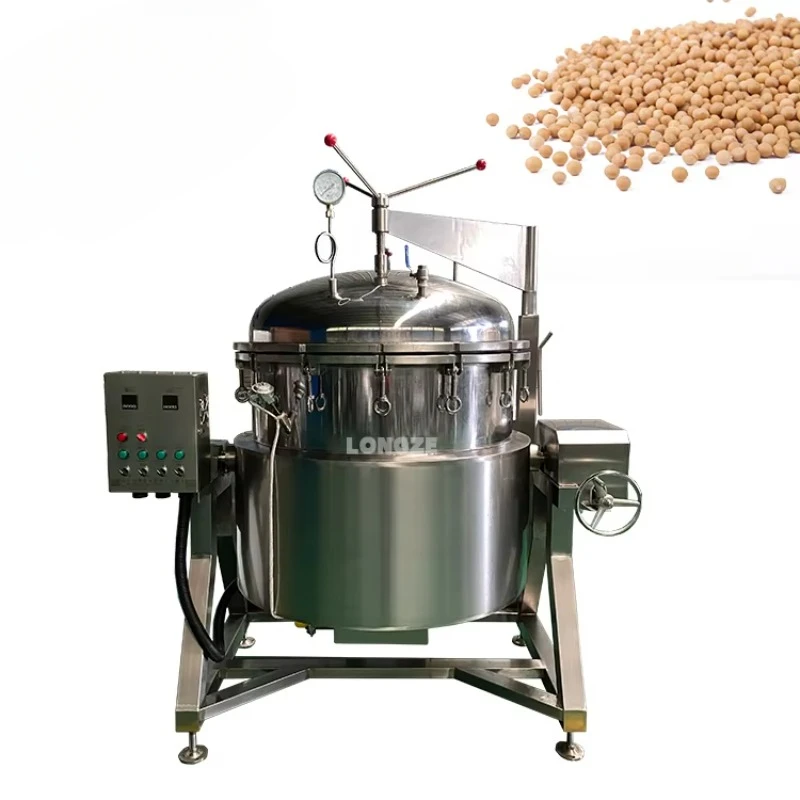 Fornello ad alta pressione industriale con riscaldamento a vapore bollitore per cottura a pressione con fagioli di soia in acciaio inossidabile