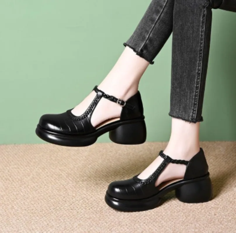 Sandalias Mary Jane con estampado de cocodrilo para mujer, color negro, con diseño de corte en T y hebilla, plataforma, tacón grueso, punta cerrada, zapatos para uso diario