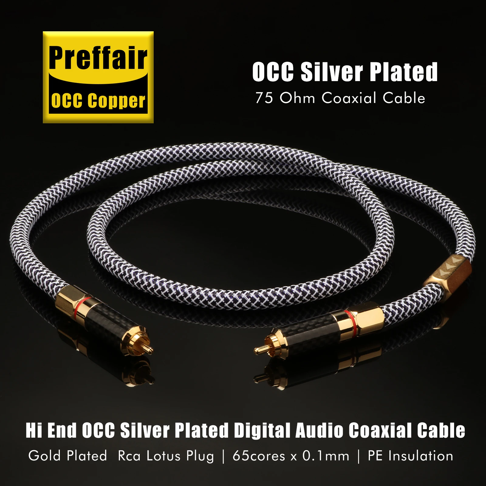 Preffair X414 HiFi AES/EBU Digital Audio Cable/ 75 Ohms Coaxial Wires /Gold Plated RCA Plug for DAC/Amp