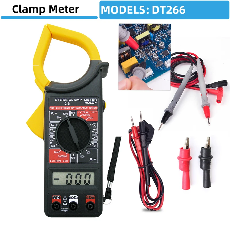 Digital Clamp Multimeter DT266 Professional AC DC 1000V เครื่องทดสอบแรงดันไฟฟ้ามัลติมิเตอร์คีมแอมป์มิเตอร์ในสต็อก