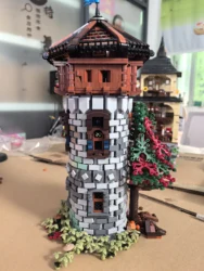 MOC-124071 medieval townhouse castle tower compatible with LEGO building block toy building model