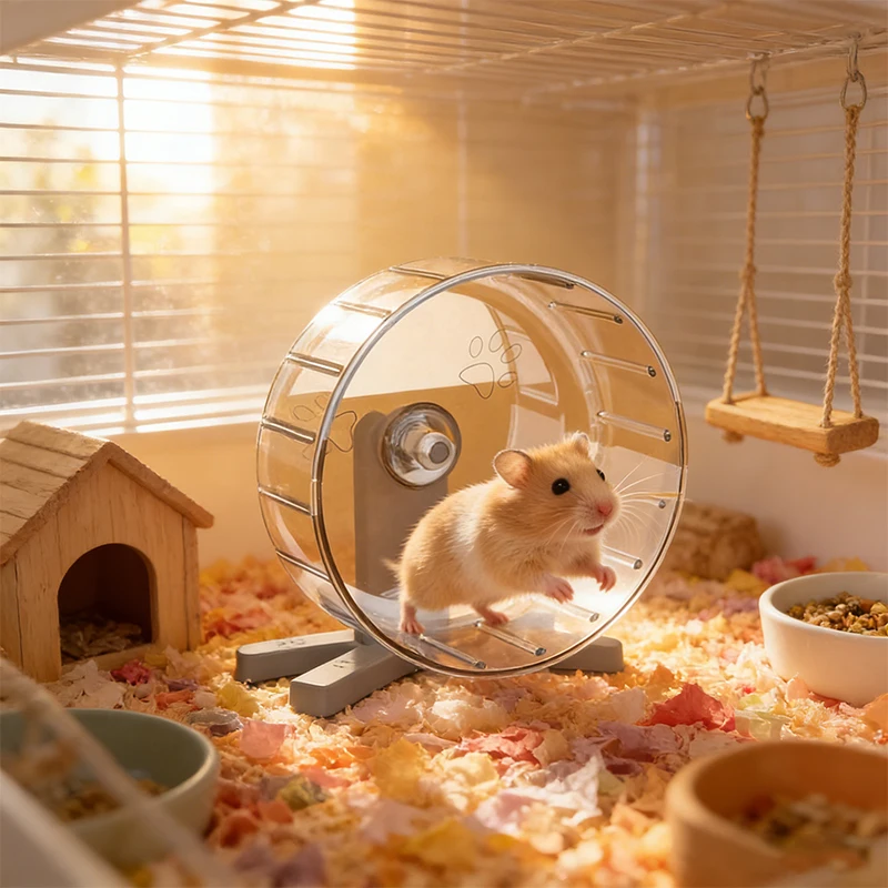 Silent Hamster Running Wheel with Stand Large Exercise Wheel for Syrian Hamster Gerbil Pet Fitness Toy Cage Decor Supplies