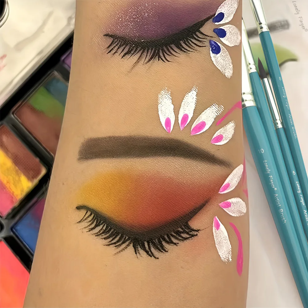 12/24pcs Professional Face Painting Brush Set with Premium Nylon Bristles for Stage Makeup Petal Dome Tips, Embossing & Linework