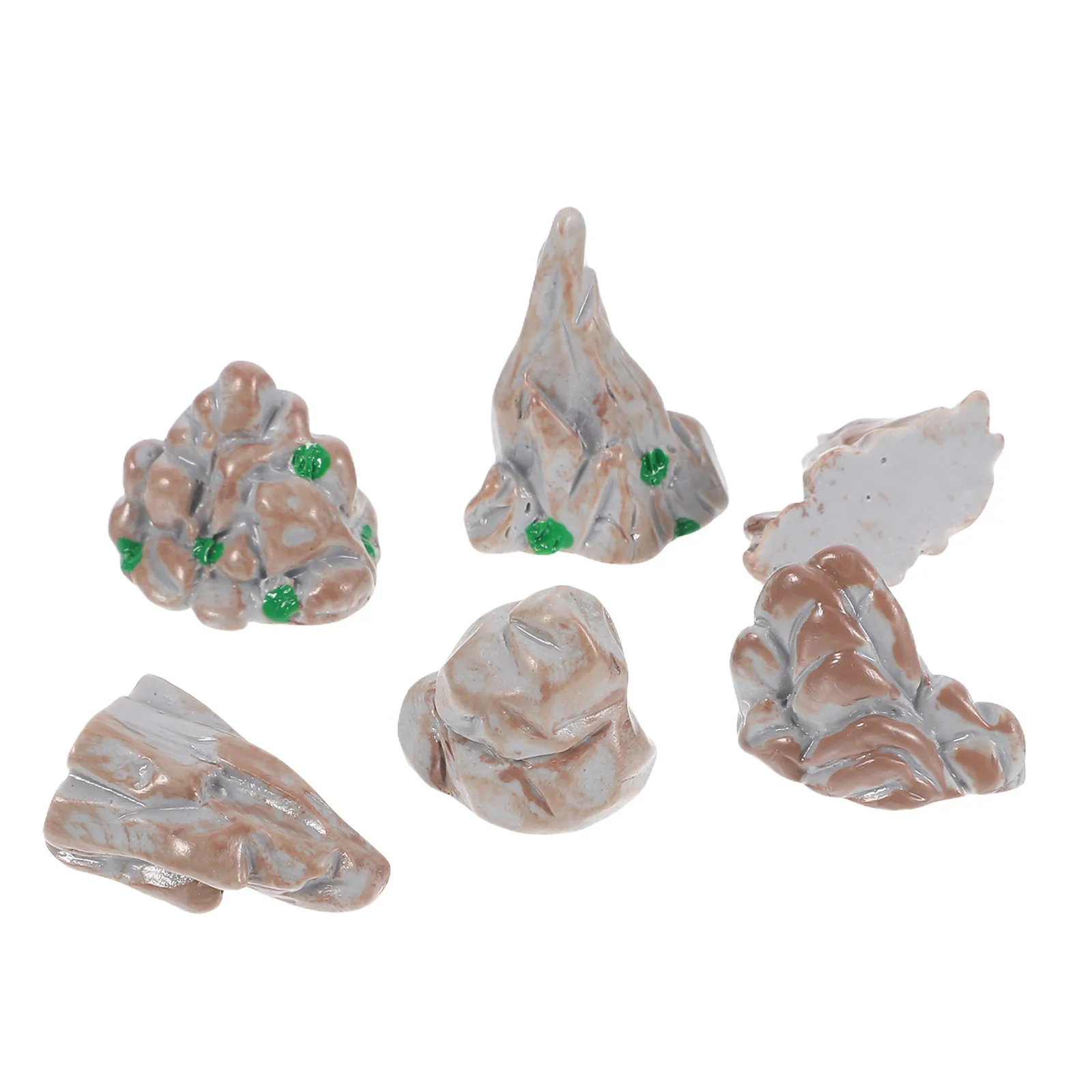 

6 Pcs Emulational Rockery Fish Tank Resin Figurine Bonsai Mountain Statue Fake Interior Landscape Decorations Coffee