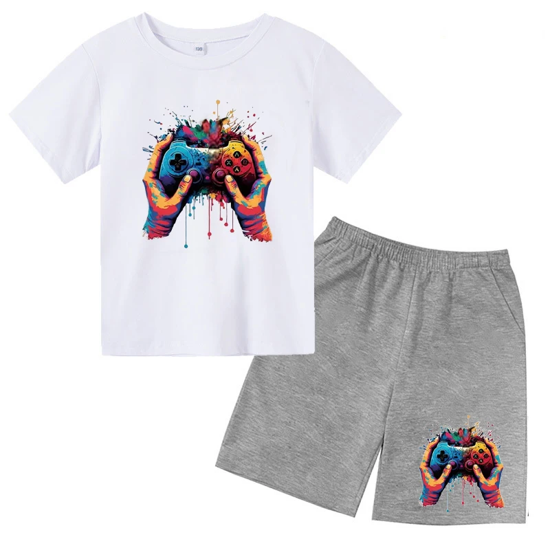 Street Graffiti Art Game Machine Graphic Print Summer T Shirt Suits 2D Printed Casual Harajuku O-Neck T shirts+Shorts Suits