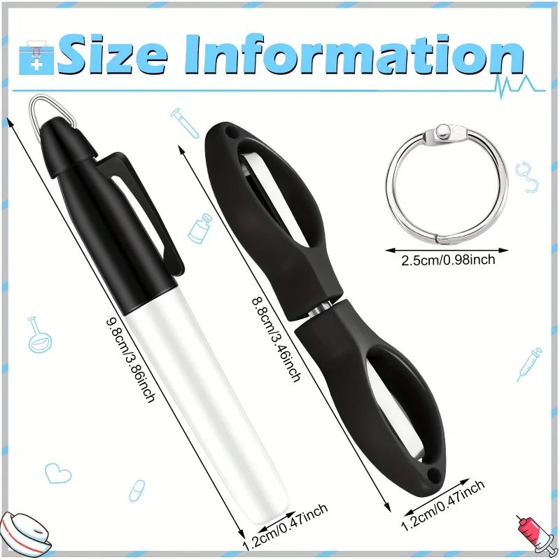 1 Set Folding Safety Scissors Nurse Plastic Handle Mini Folding Scissors Nurse Pen Set