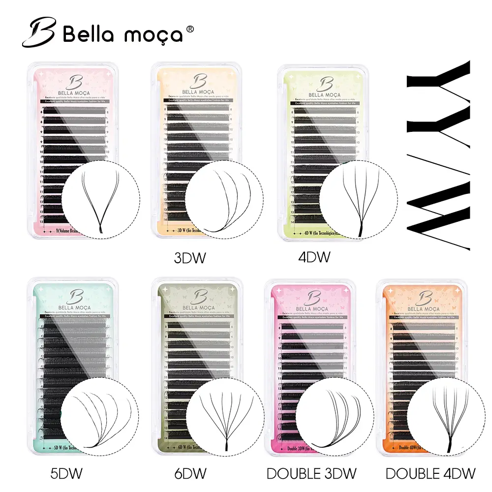 Bella moça YY/3D/4D/5D/6D/7D/8DW Cílios 8-14mm D Curl 0,07 Cílios macios naturais pretos