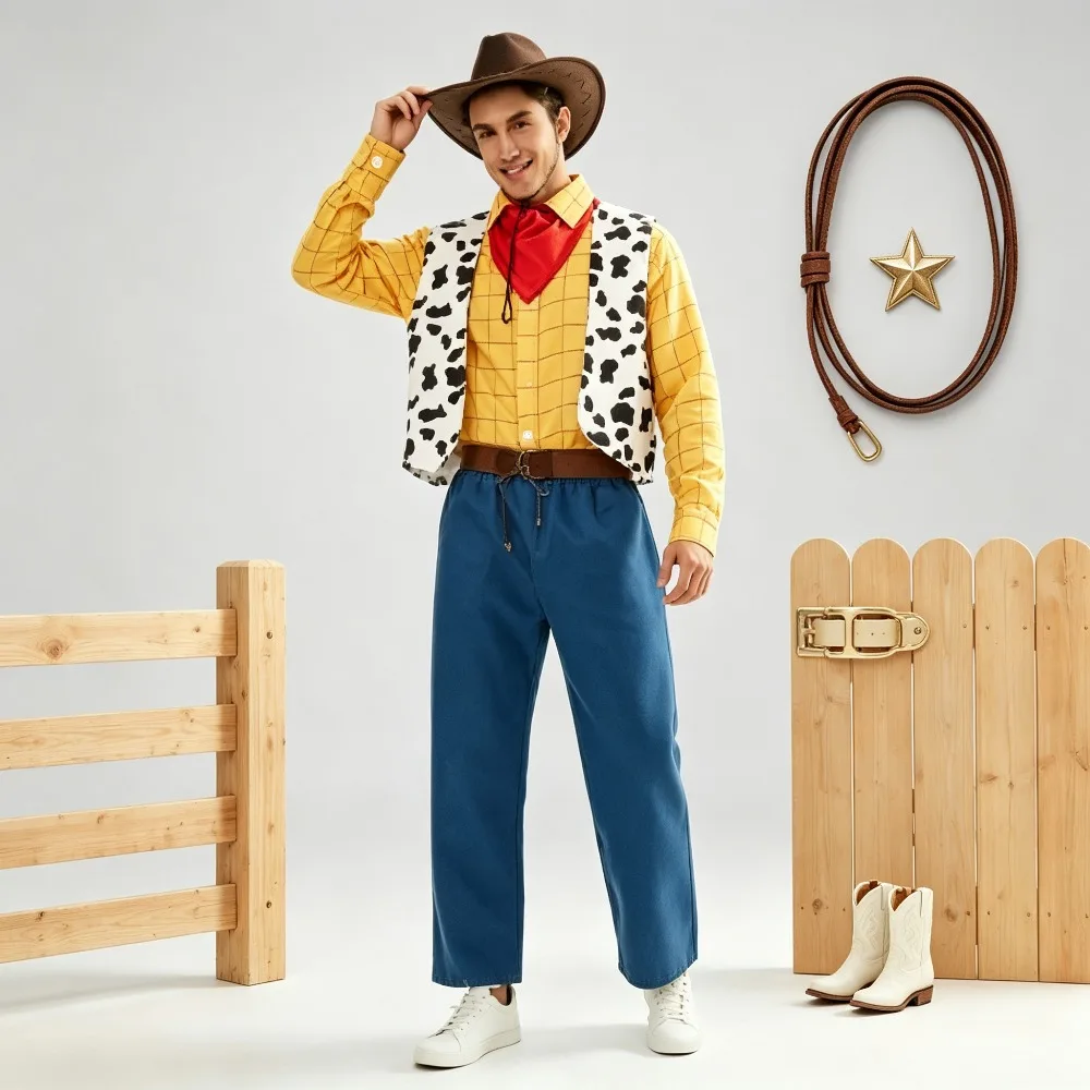 Vintage Western Cowboy Matching Outfit Unisex Adult Men Women fashion Halloween Cosplay Costume For Ball Stage Cosplay Party