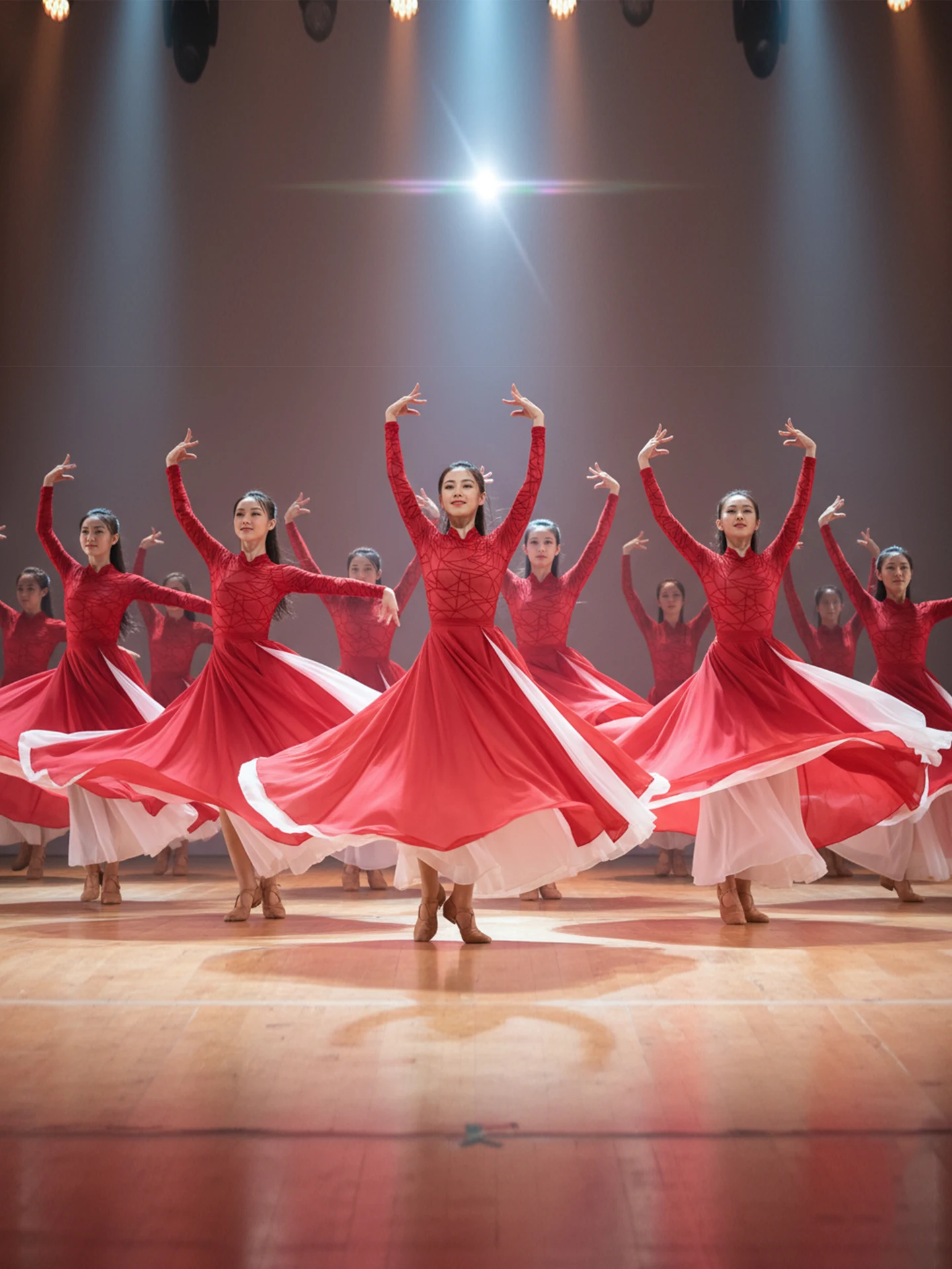 

Red Dance Costume Big Skirt Performance Outfit Tewnjerll Brand Polyester Material Traditional Chinese Sle Women's Clothing