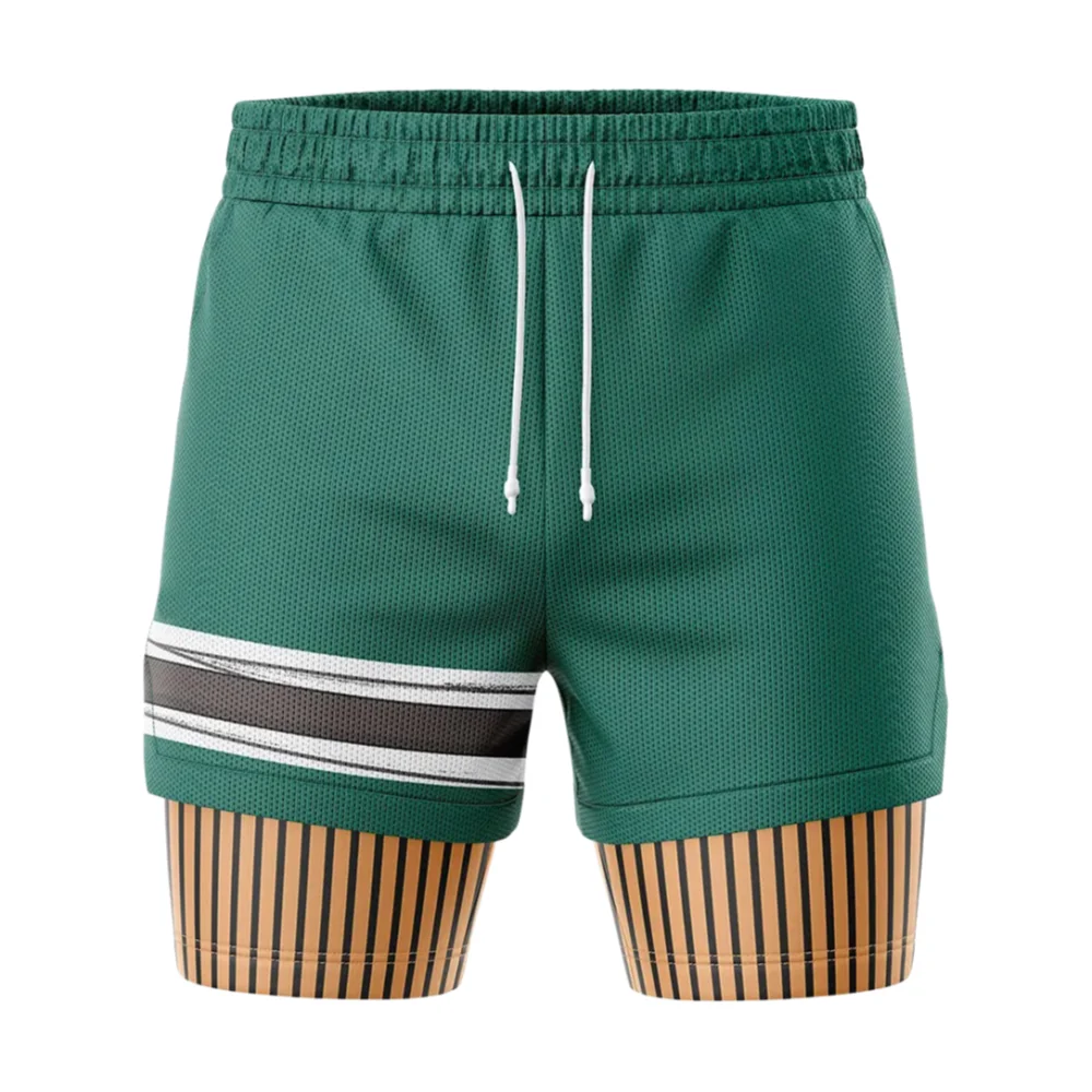 Naruto Shippuden Rock Lee Ninja Anime Double Layer 2-in-1 Performance Shorts Family Unisex Breathable Quick-drying Gym Shorts