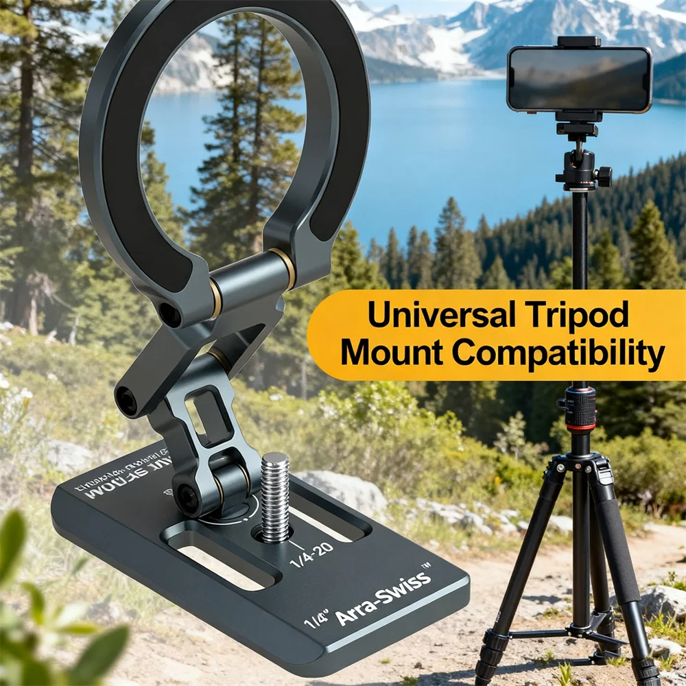 

MOSENVKA 3-Axis Magnetic Phone Holder Stand Slim Foldable Desktop Holder Gym Mount for iPhone Android w 1/4" for Tripod