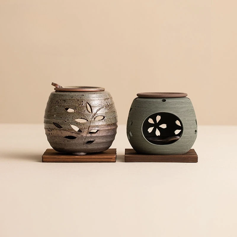 Tokorai tea leaves, small baking stove, Japanese Zen tea set incense burner, tea set accessories