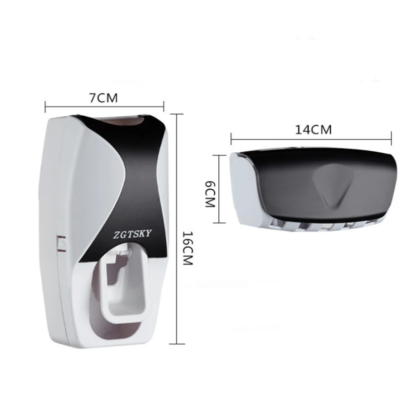 2PCS Automatic Toothpaste Dispenser Wall Mount Dust-proof Toothbrush Holder Wall Mount Bathroom Accessories Set Squeezer