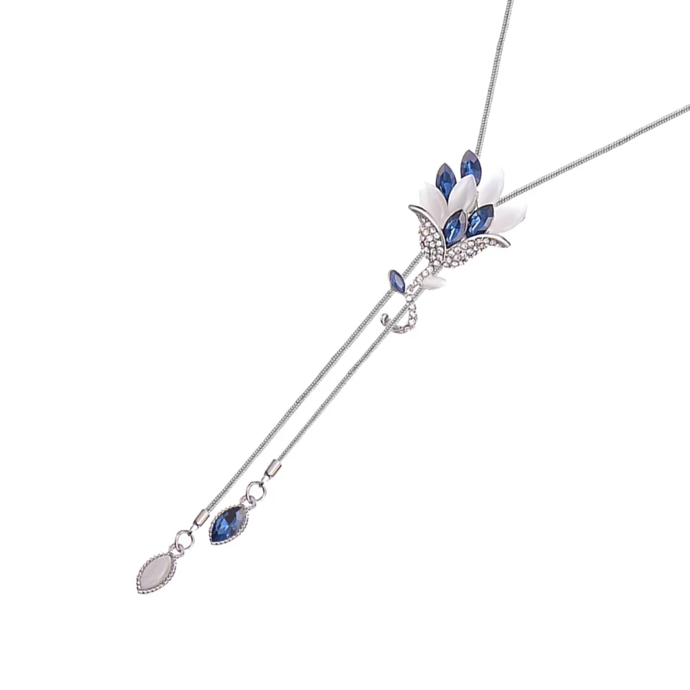 

Female Sweater Chain Chic Necklace Elegant Collarbone Chain Decorative Pendant Neck Accessory All-Match Neck Jewelry