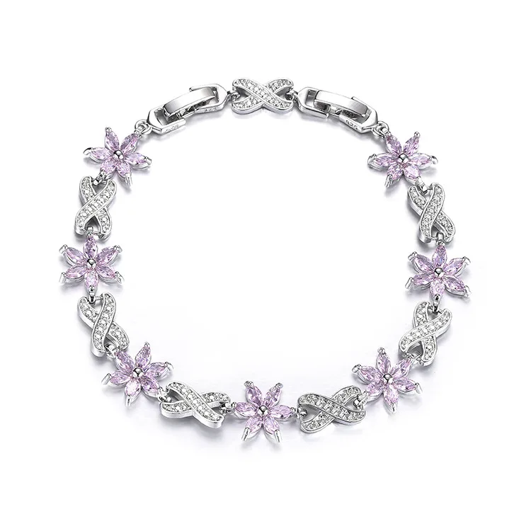 HIBRIDE Elegant and exquisite flower-shaped multi-colored bracelet light luxury stunning women's jewelry daily travel gift B176