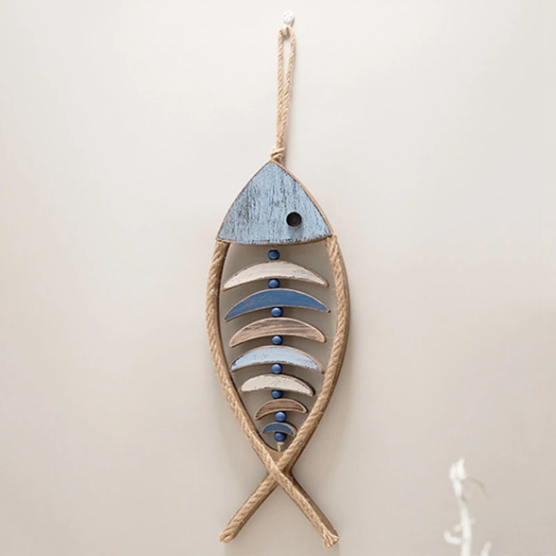 Decoración de pared de peces de madera, decoración de peces náuticos antiguos, decoración de pared de peces tallados a mano, para Tema de playa mediterráneo