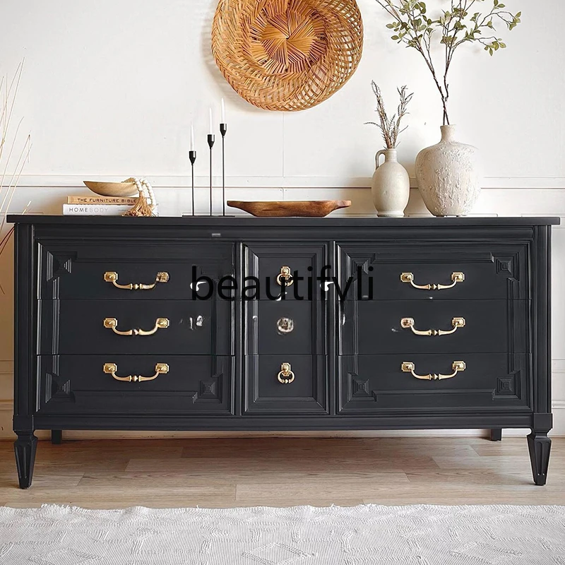

Solid wood chest/retro large-capacity storage cabinet/French living room household side cabinet