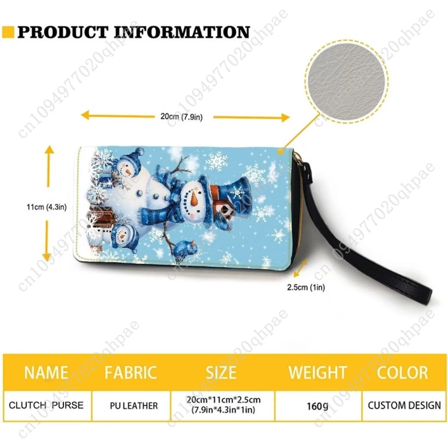Christmas Wallet for Women Blue Snowman Large Capacity Clutch Purse for Ladies Card Holder RFID Wristlet Phone Zipper Coin Trave