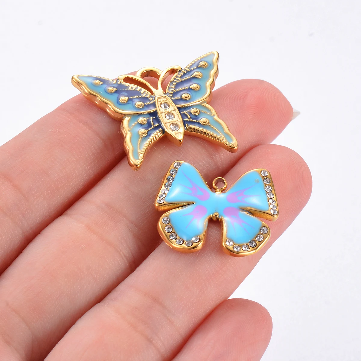 10Pcs New Bohemia Stainless Steel Butterfly Multi-Color Making Earring Necklace Accessories DIY Jewelry Supplies Wholesale